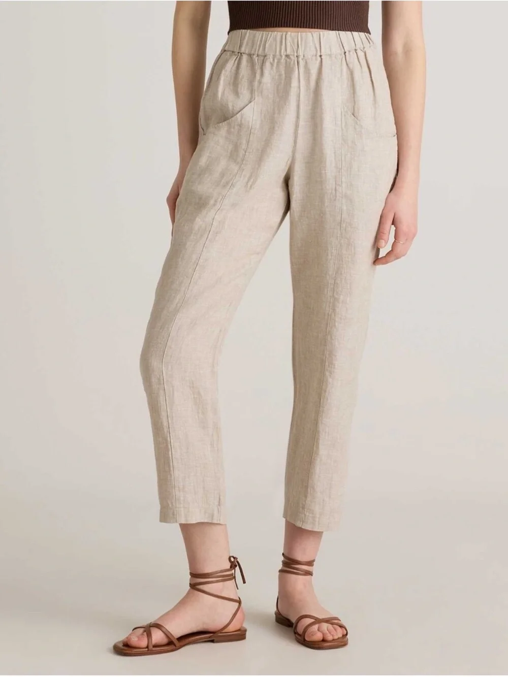 Quince 100% European Linen Tapered Ankle Pants Size Medium
